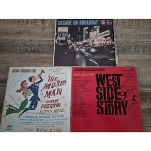 3 vinyl records West Side Story/Decade On Broadway 46-56 /the Music Man perfect